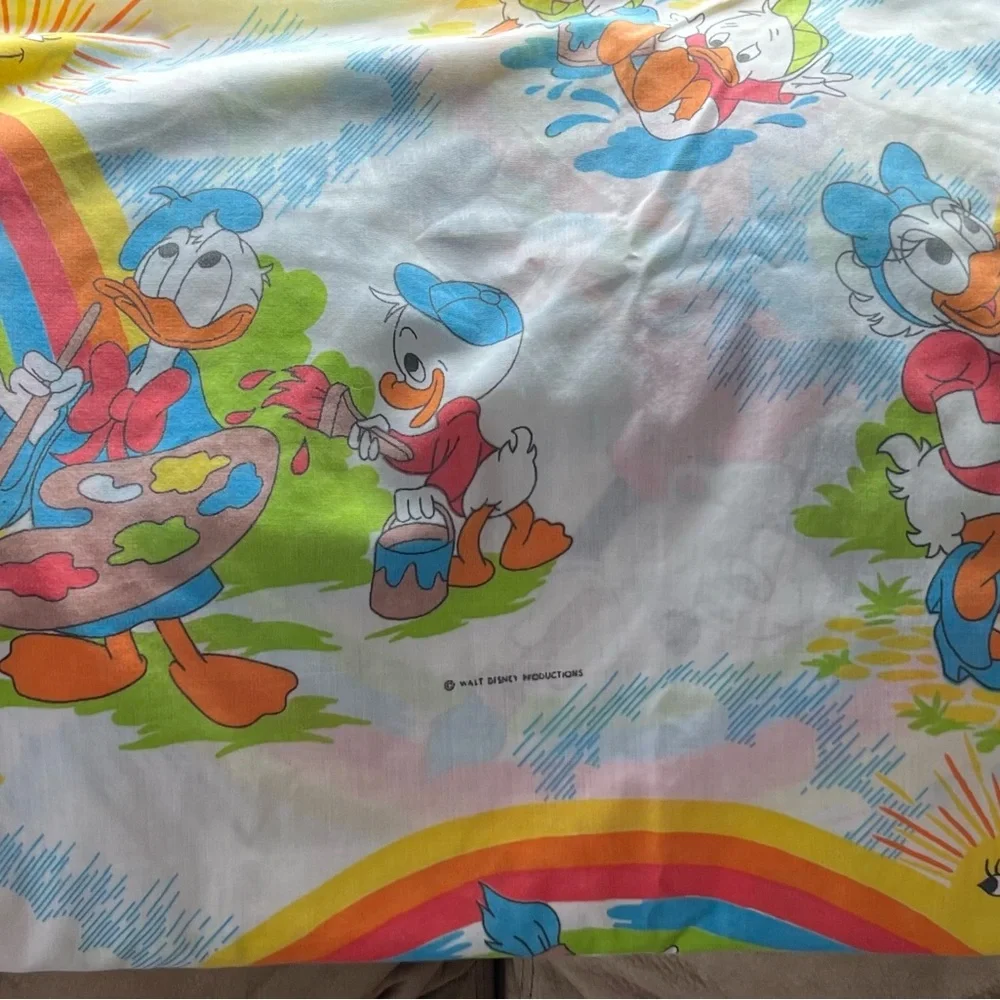 Vtg Twin Disney Pacific Mickey Mouse‎ Set of 3, Pillowcase, Fitted, & Flat Sheet